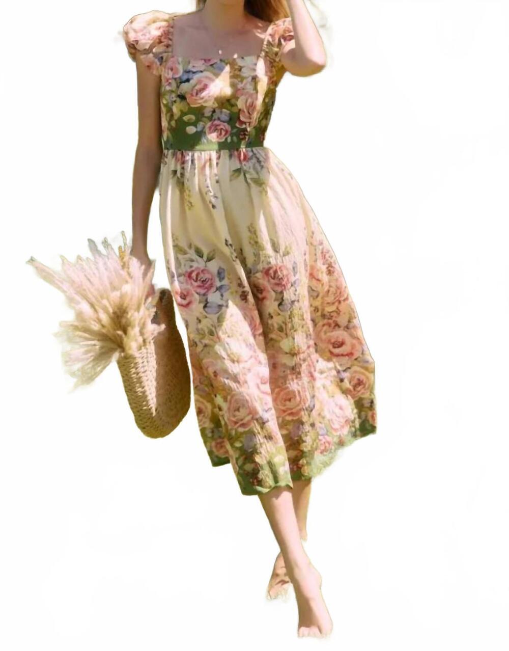 NEW ODDI women's floral printed midi dress in spring garden